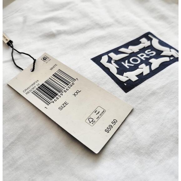 NWT Michael Kors Men's Graphic Block Logo Cotton White Designer Tee 2XL - Picture 2 of 6